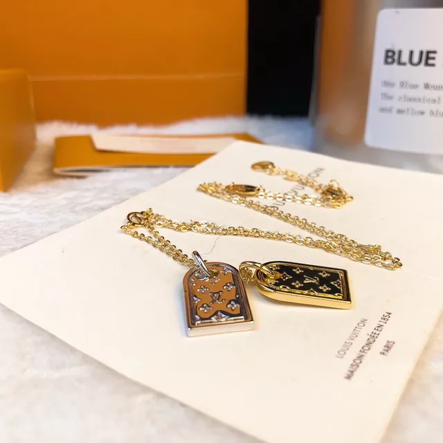 Louis Vuitton Dual-Tone Monogram Dog-Tag Pendant Necklace 11