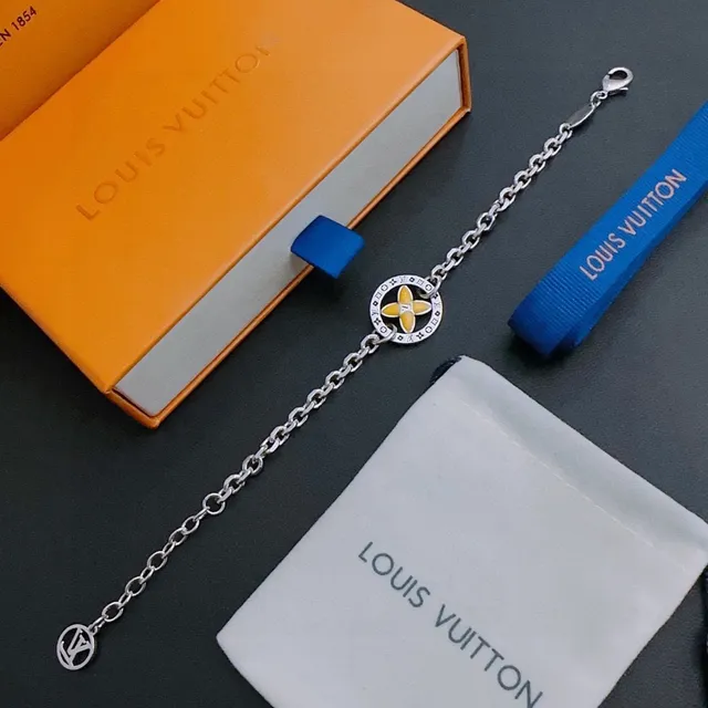 Louis Vuitton Floral Enamel Charm Silver Chain Bracelet 3