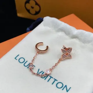 أقراط Louis Vuitton Motif Floral ذهب وردي سلسلة مكسوكة بالفصوص