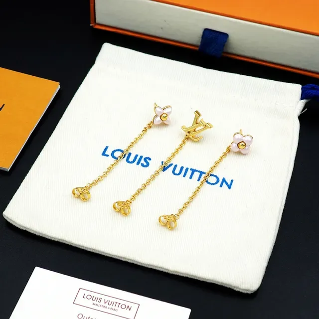 Louis Vuitton brincos de corrente com motivo floral em tom dourado 7