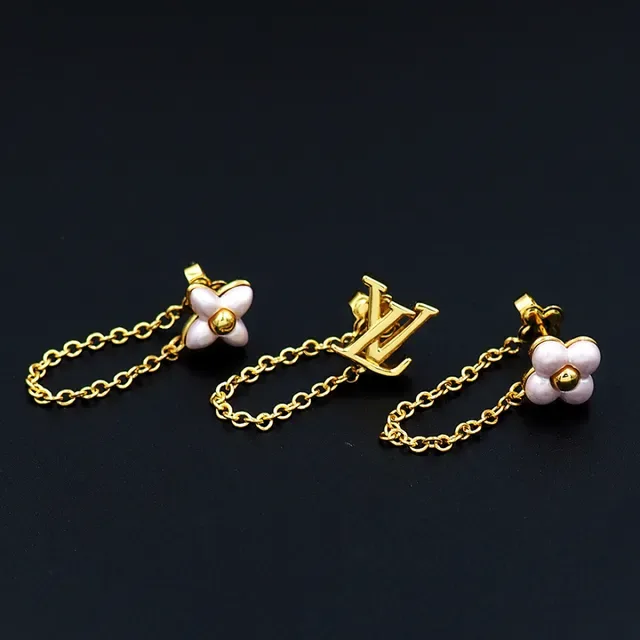 Louis Vuitton brincos de corrente com motivo floral em tom dourado 9