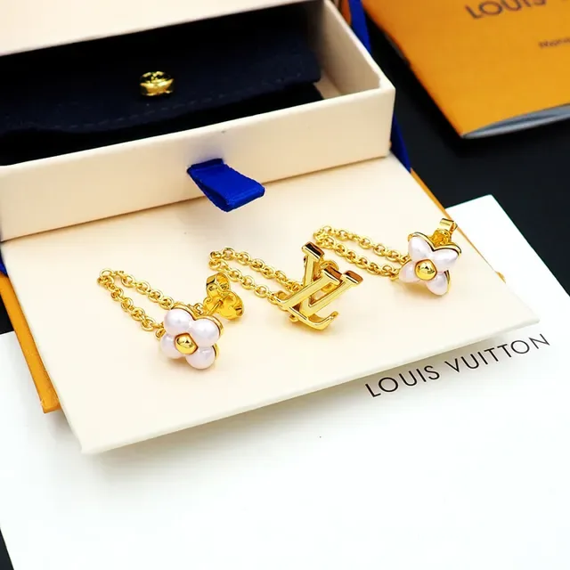 Louis Vuitton brincos de corrente com motivo floral em tom dourado 10