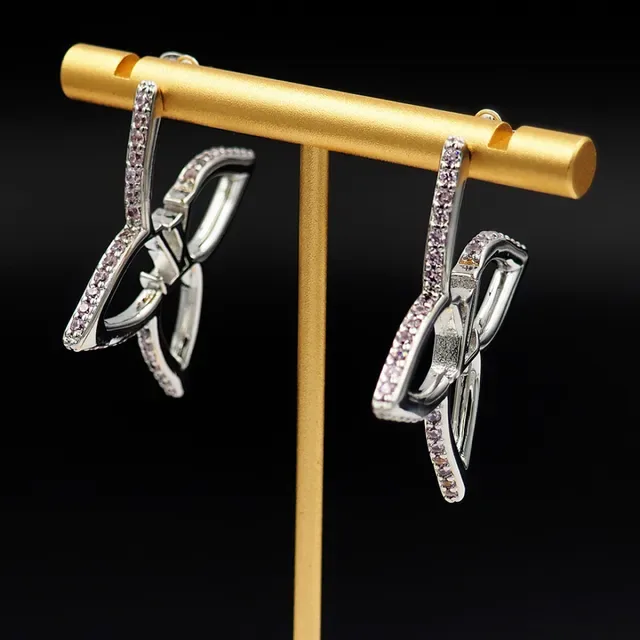 Louis Vuitton Flower Silver Pink Openwork Floral Motif Pavé-Set Stones Earrings 4