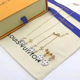 Louis Vuitton Colar Cadeia Fina Ouro Prata Encanto Floral