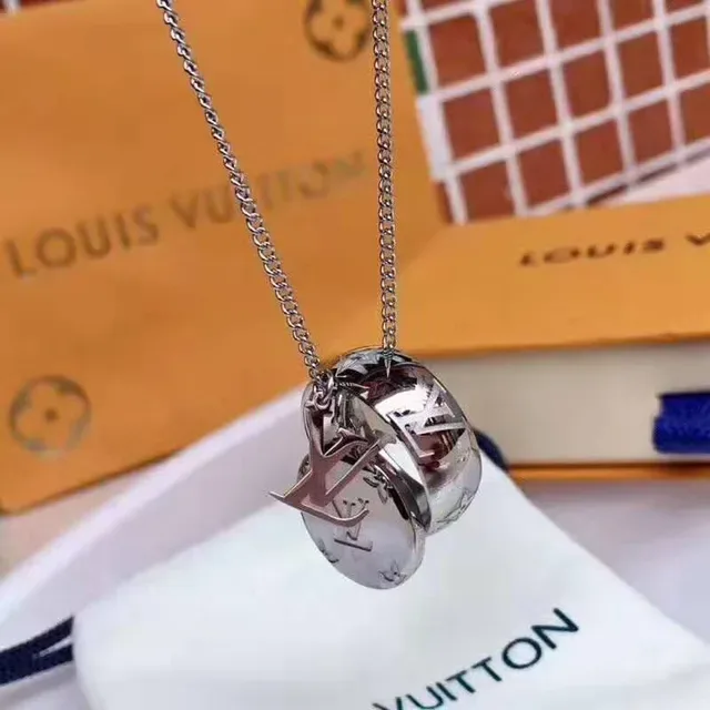 Louis Vuitton Gold Silver Fine Chain Floral Charm Necklace 10
