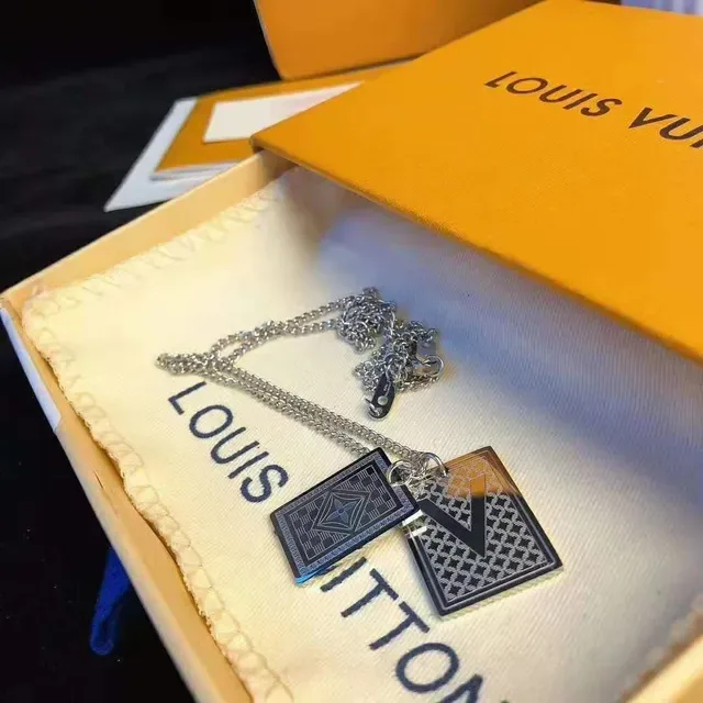 Louis Vuitton Gold Silver Fine Chain Floral Charm Necklace 15