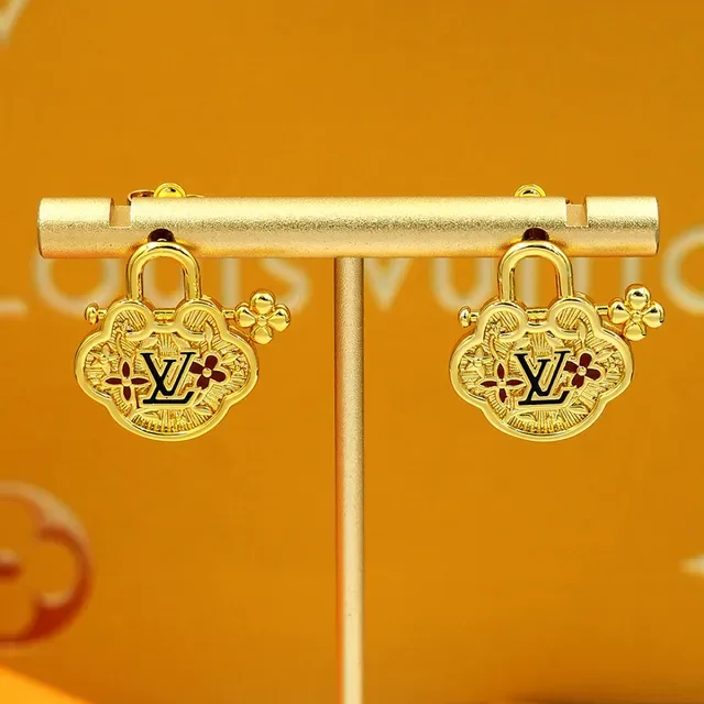 Louis Vuitton Gold-Tone Enamel Floral Lock Earrings 2