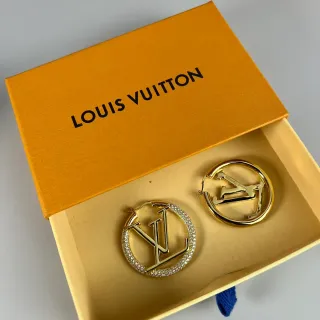 Louis Vuitton Brincos aros circulares dourados transparentes LV Monogram