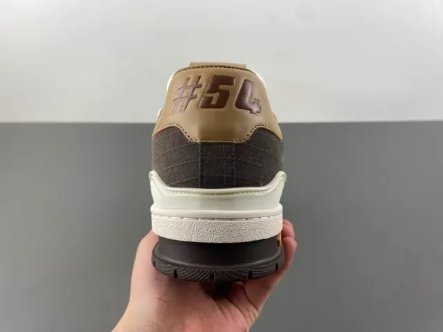 Louis Vuitton Gray Beige Layered Mixed-Material Upper Asymmetrical Sculpted Midsole Lifestyle Sneakers 4