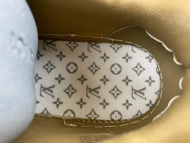 Louis Vuitton Gray Beige Layered Mixed-Material Upper Asymmetrical Sculpted Midsole Lifestyle Sneakers 8