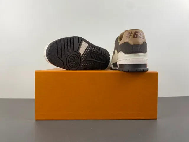 Louis Vuitton Gray Beige Layered Mixed-Material Upper Asymmetrical Sculpted Midsole Lifestyle Sneakers 16
