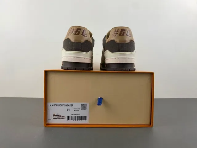 Louis Vuitton Gray Beige Layered Mixed-Material Upper Asymmetrical Sculpted Midsole Lifestyle Sneakers 17