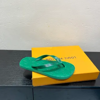 Louis Vuitton Green Monogram-Molded Rubber Slippers