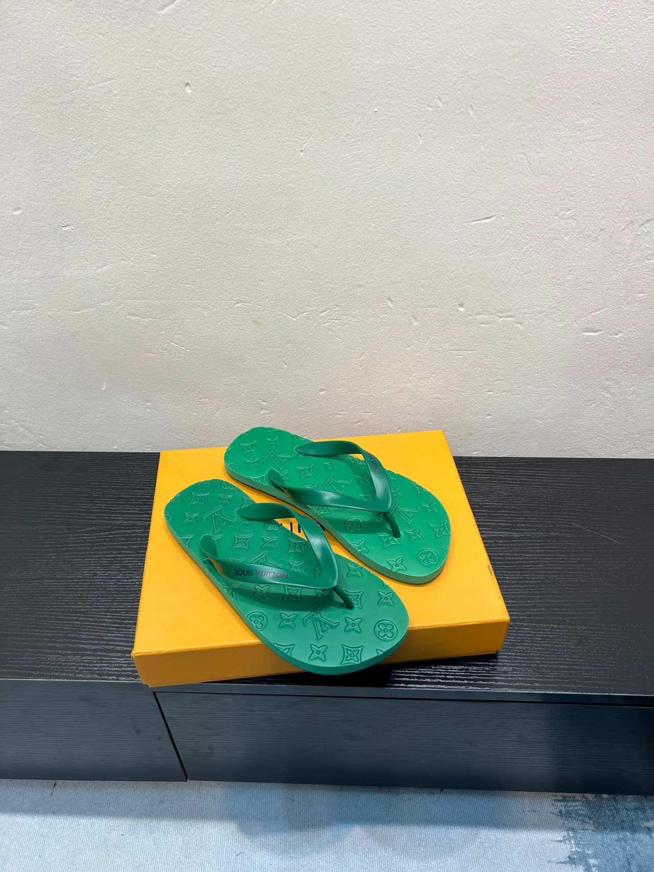 Louis Vuitton Green Monogram-Molded Rubber Slippers 5