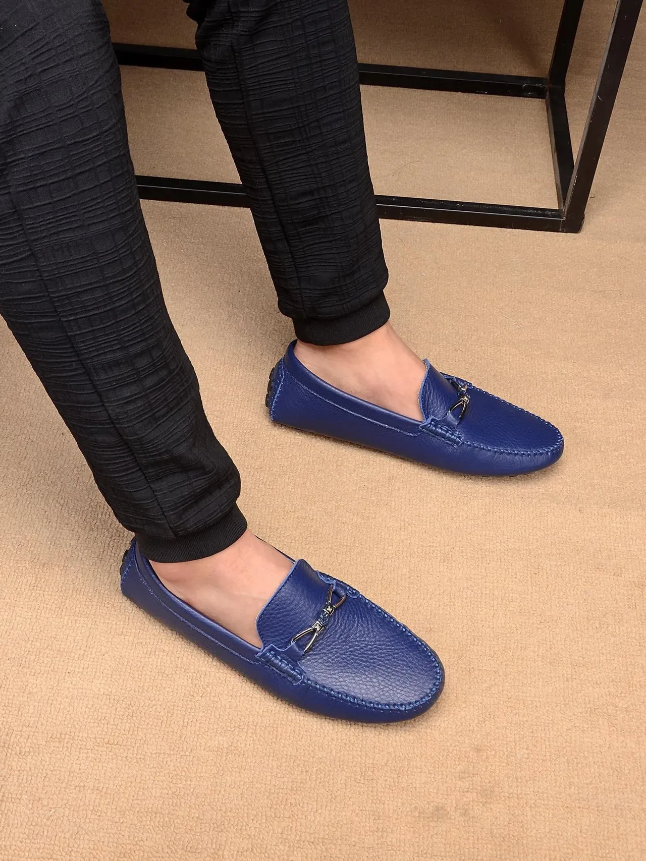 Louis Vuitton Horsebit 1955 Mocassins en cuir bleu pebble 3