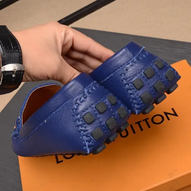 Louis Vuitton Horsebit 1955 Mocassins en cuir bleu pebble 4