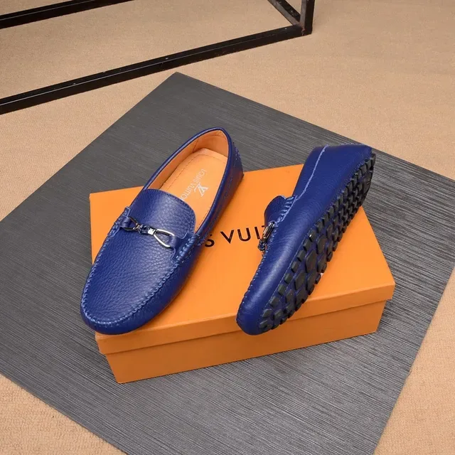 Louis Vuitton Horsebit 1955 Mocassins en cuir bleu pebble 5