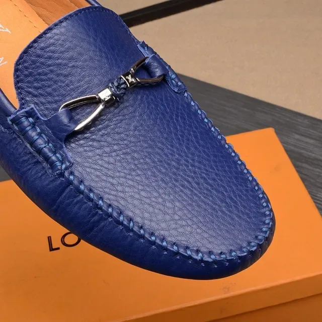 Louis Vuitton Horsebit 1955 Mocassins en cuir bleu pebble 6