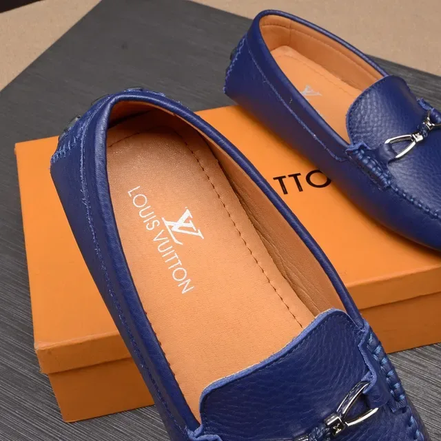 Louis Vuitton Horsebit 1955 Mocassins en cuir bleu pebble 7