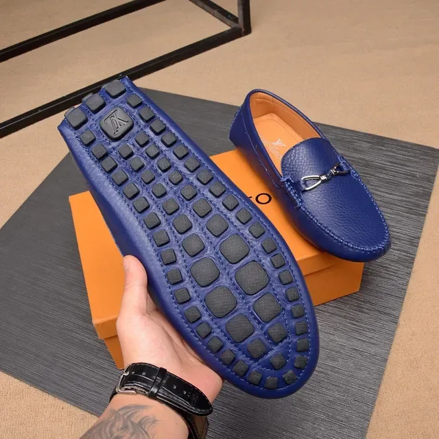 Louis Vuitton Horsebit 1955 Mocassins en cuir bleu pebble 8