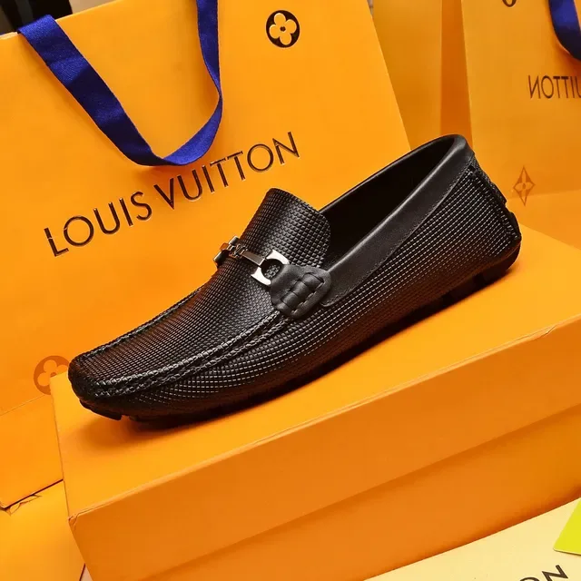 Louis Vuitton Horsebit Loafer Black Textured Leather Slip-On Loafers 5