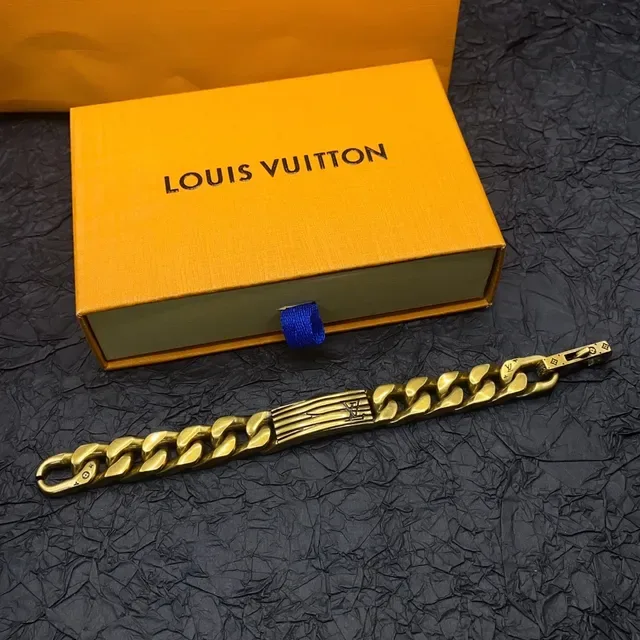 Louis Vuitton Iconic Chain Gold-Tone Curb-Link Bracelet 4