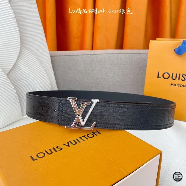 Louis Vuitton Initiales काला चांदी टेक्स्चर्ड लेदर बेल्ट 6