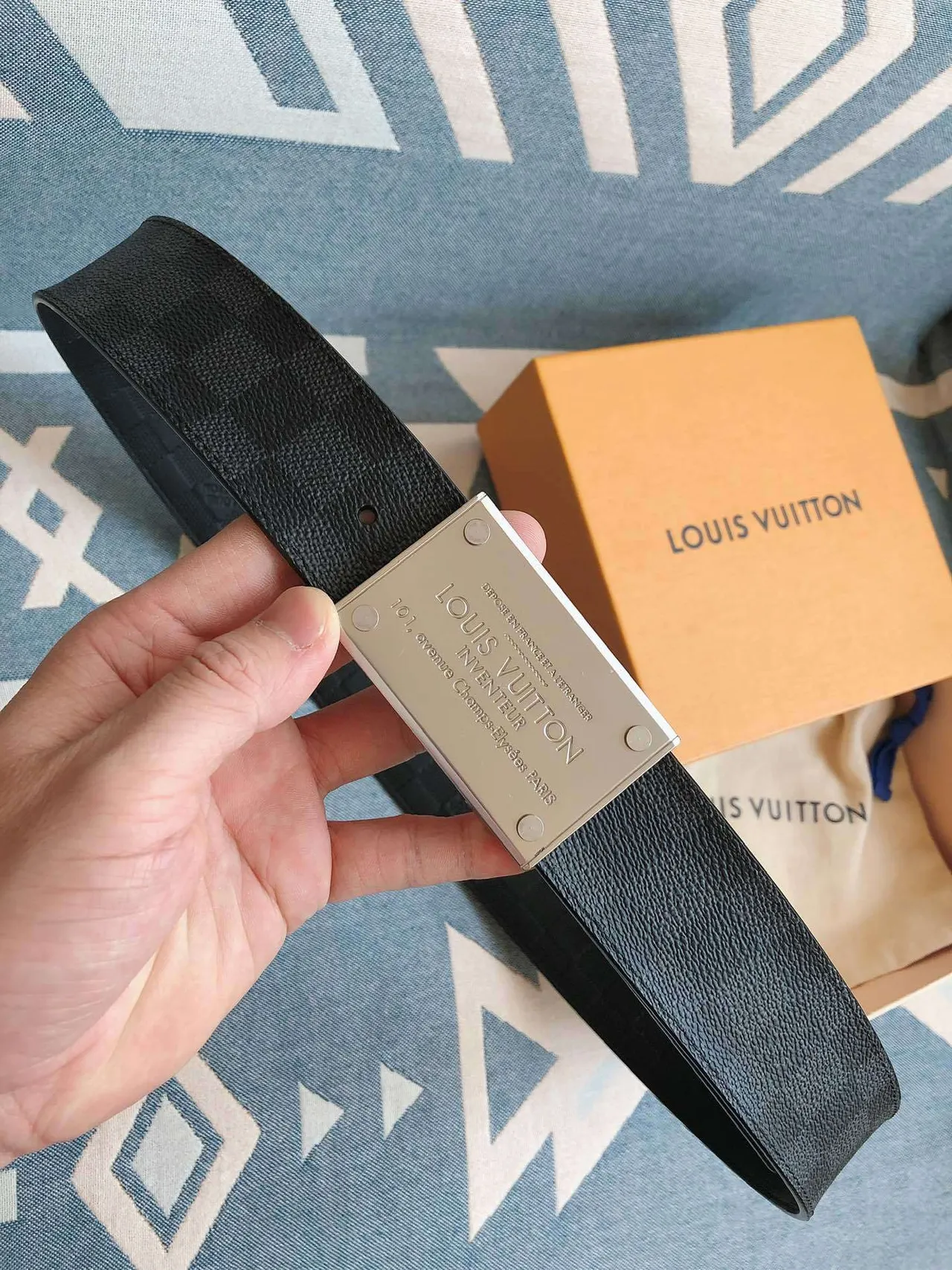 Louis Vuitton Inventeur Damier Graphite Leather Belt 3
