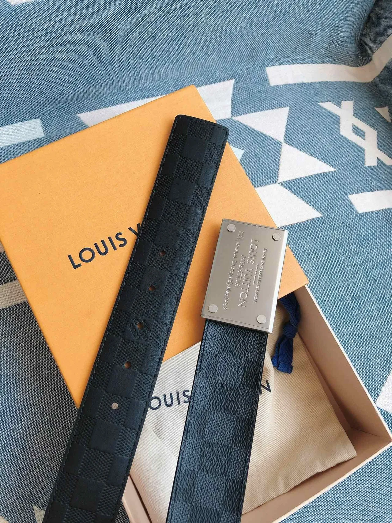 Louis Vuitton Inventeur Damier Graphite Leather Belt 5