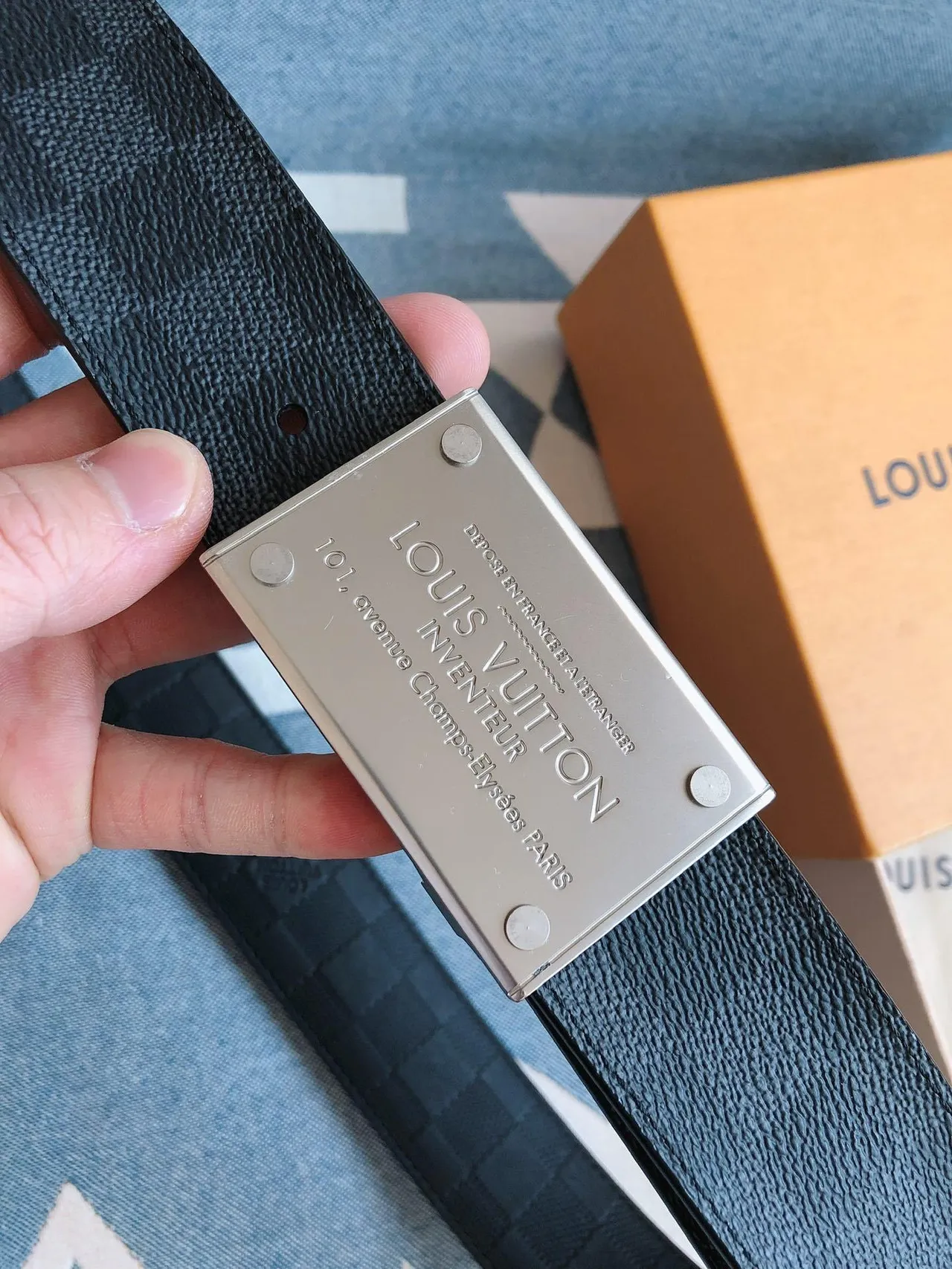 Louis Vuitton Inventeur Damier Graphite Leather Belt 8