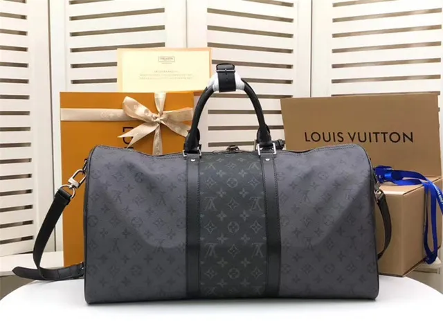 Louis Vuitton Keepall Bandoulière Gray Monogram Duffle Bag 8