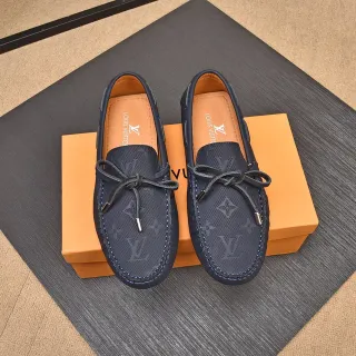 لويس فيتون لوفر Navy Beige Monogrammed Canvas Moccasin-Stitched Vamp لوفر