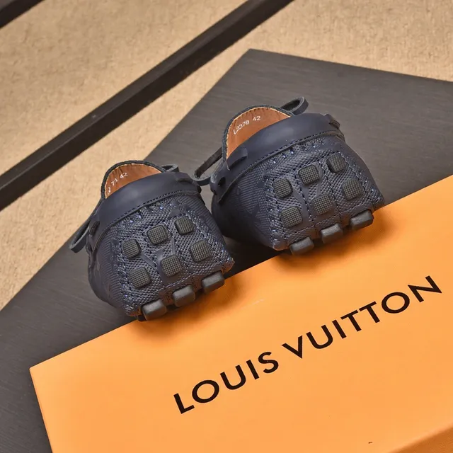 Louis Vuitton Loafer Navy Beige Monogrammed Canvas Moccasin-Stitched Vamp Loafer 9
