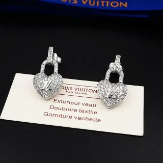 لويس فيتون Lockit Heart Padlock بافيه كريستال أقراط
