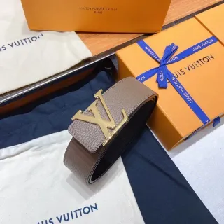 Louis Vuitton LV Belt Taupe and Black Leather Belt