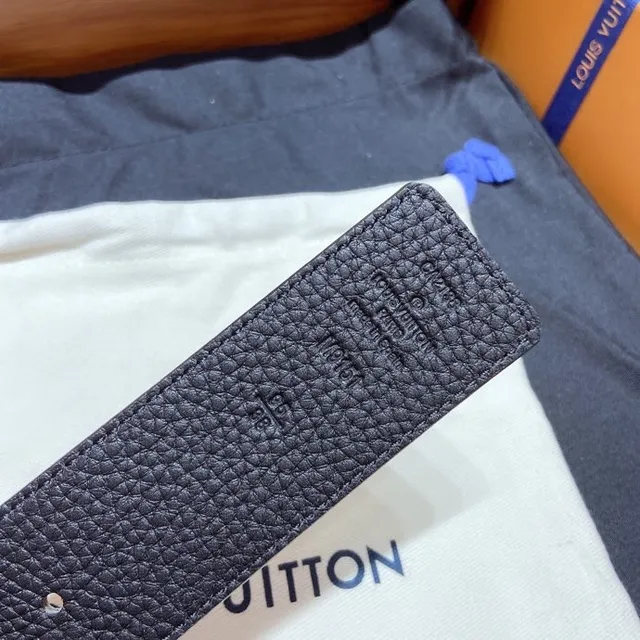 Louis Vuitton LV Belt Taupe and Black Leather Belt 2