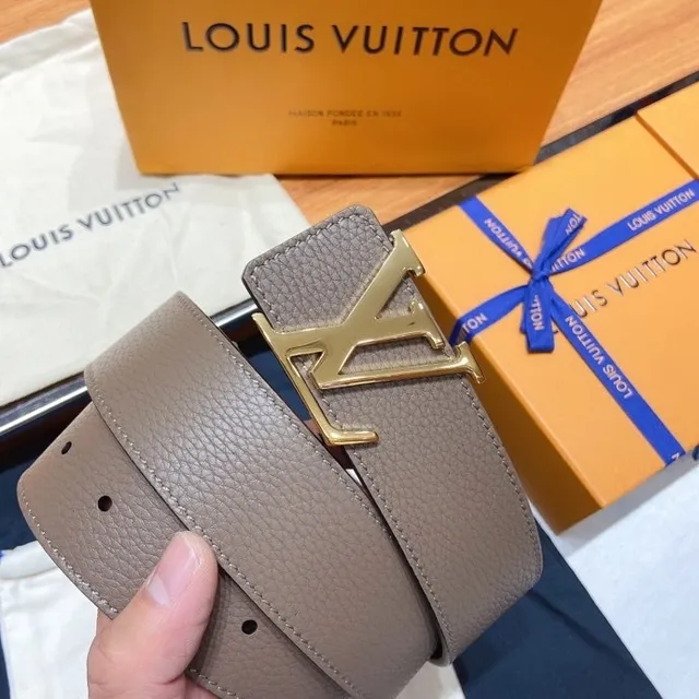 Louis Vuitton LV Belt Taupe and Black Leather Belt 6