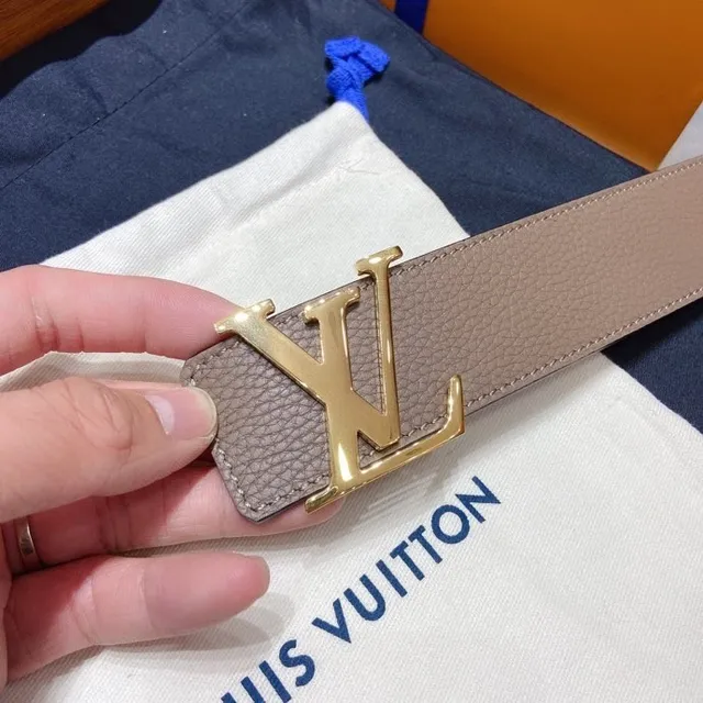Louis Vuitton LV Belt Taupe and Black Leather Belt 8