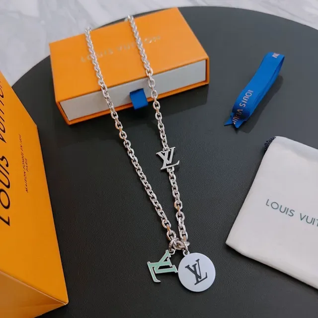 Louis Vuitton LV Chain Silver Multi-Charm Necklace 6