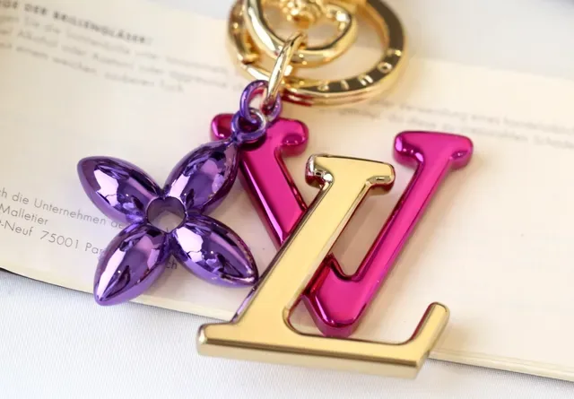 Louis Vuitton LV Flower Gold Purple Metallic Enamel Jewelry 4