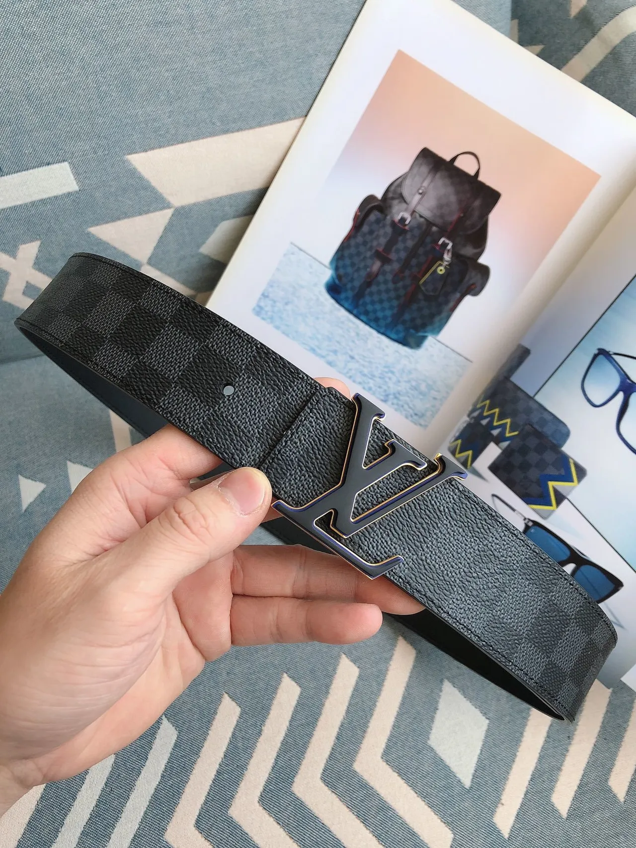 Louis Vuitton LV Iniciales Damier Graphite Cinto de couro 6