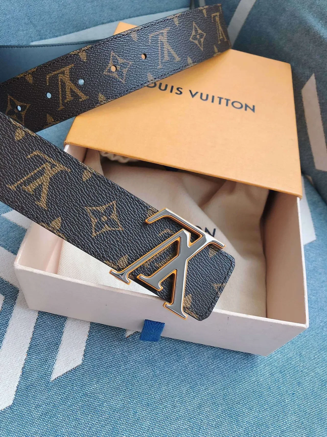 Louis Vuitton LV Initiales Monogram Canvas Brown Leather Belt 5