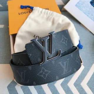 Louis Vuitton LV Initiales নেভি মনোগ্রাম চামড়ার বেল্ট