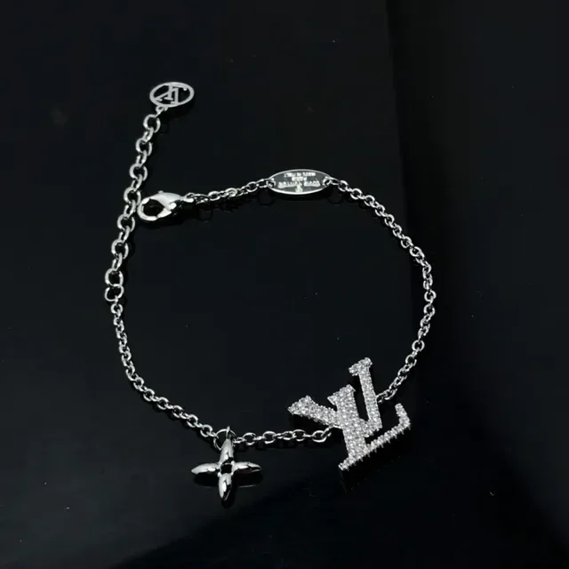 Louis Vuitton LV Initials and Flower Charm Gold Chain Bracelet 3