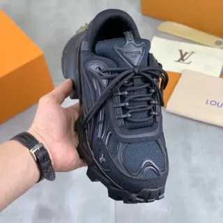 Louis Vuitton LV Trail Black Gray Sole Mesh Upper Chunky Sneakers