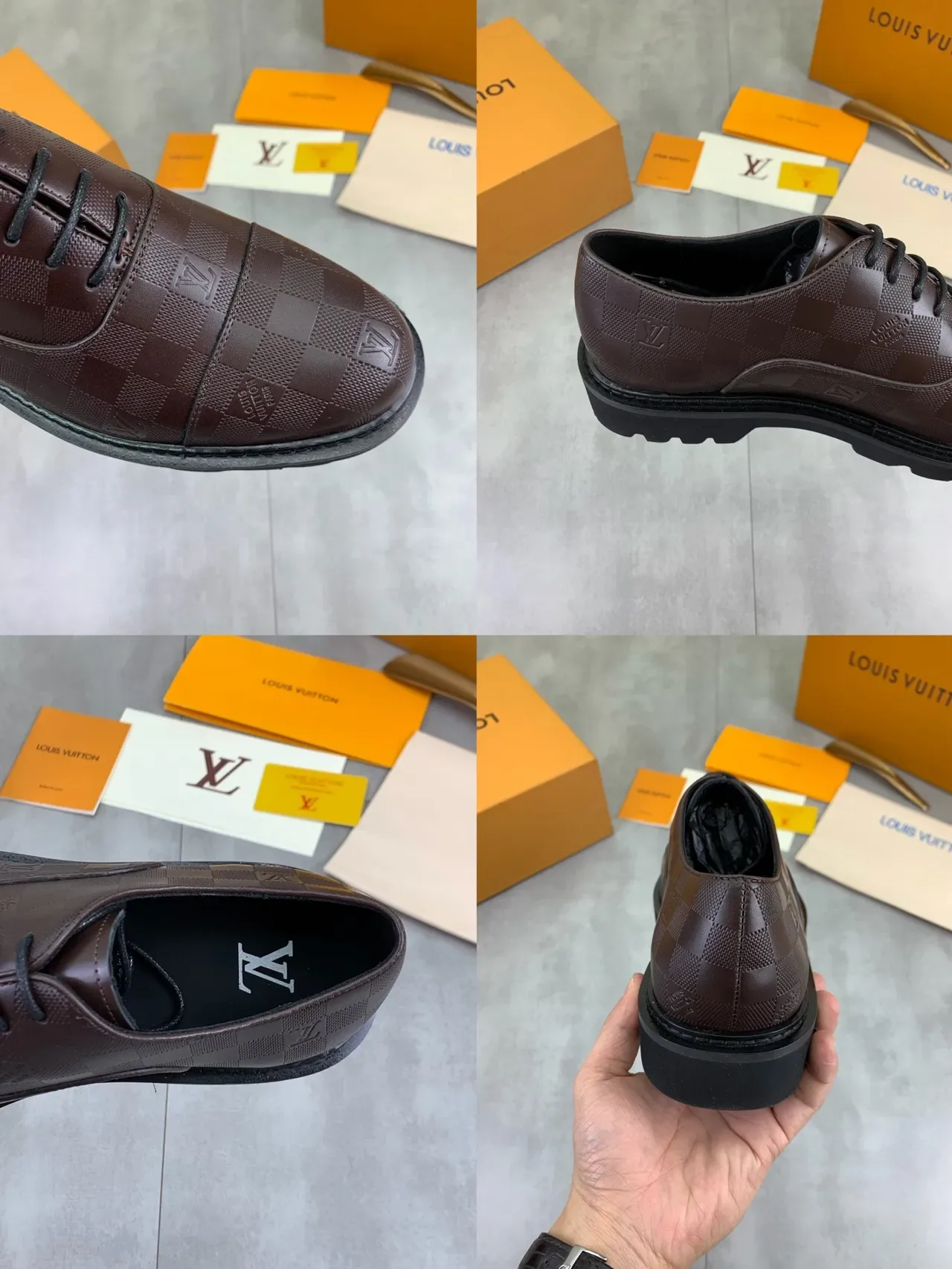 Louis Vuitton LV Trail Marrón Damier Cap-Toe Oxford Shoes 2