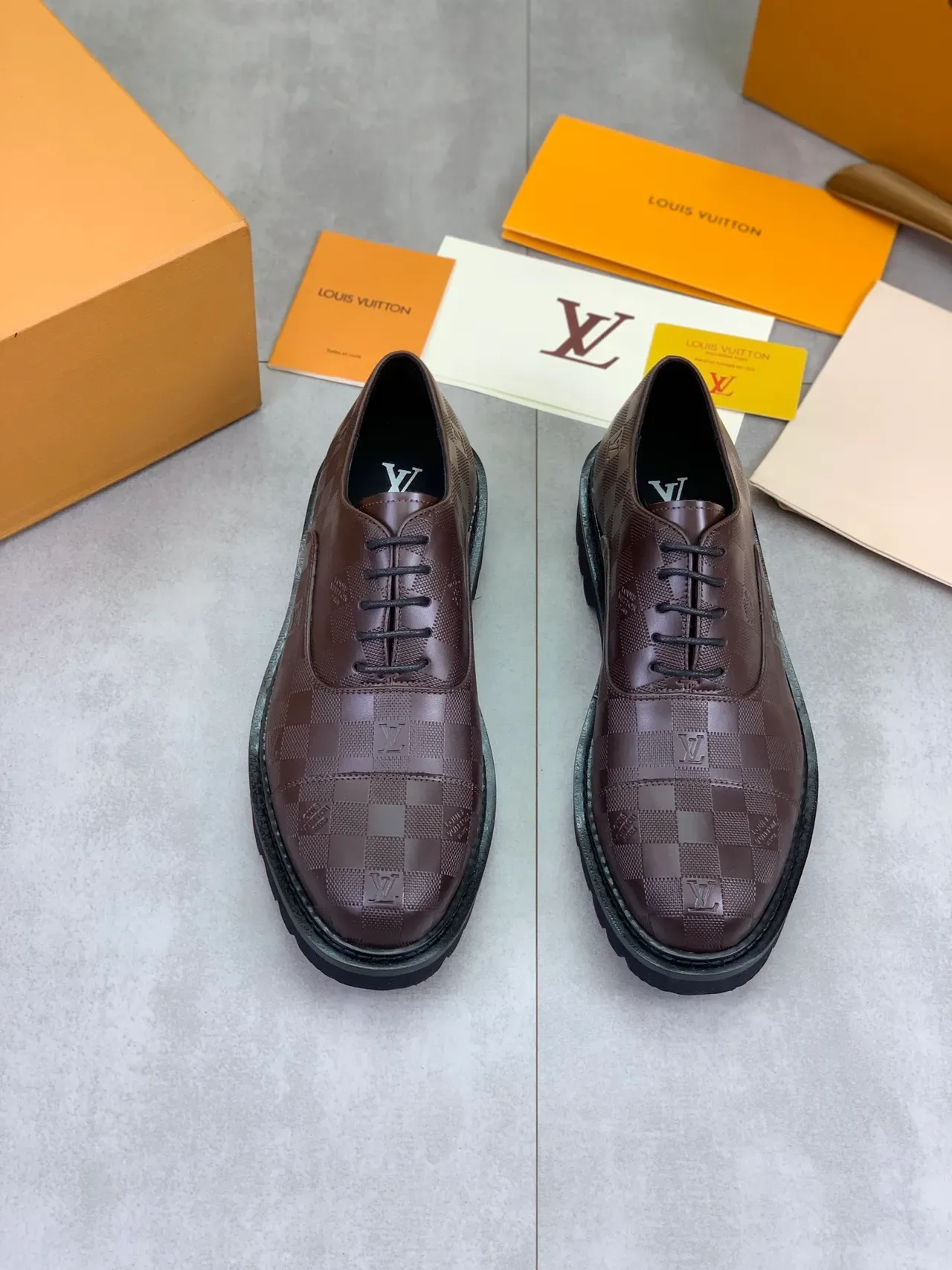 Louis Vuitton LV Trail Marrón Damier Cap-Toe Oxford Shoes 4