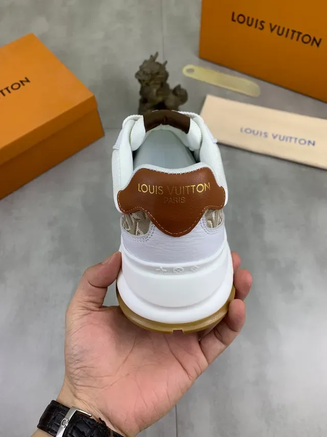 Louis Vuitton LV Trainer Beige White Monogram Canvas Layered Midsole Lifestyle Sneakers 4