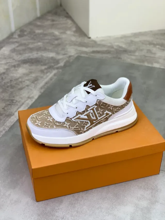 Louis Vuitton LV Trainer Beige White Monogram Canvas Layered Midsole Lifestyle Sneakers 5
