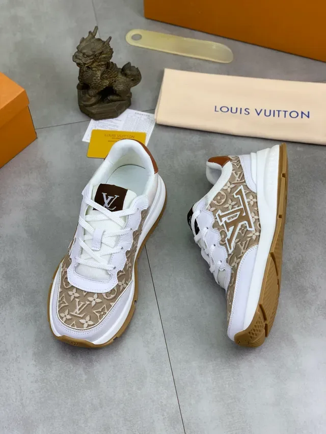 Louis Vuitton LV Trainer Beige White Monogram Canvas Layered Midsole Lifestyle Sneakers 6